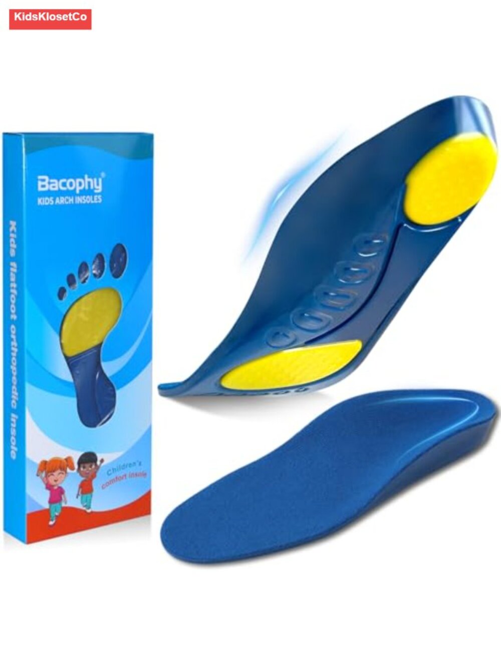 Kids Orthotic Insoles 3.5cm Arch Support Deep Heel Cup PU Cushioning Inserts